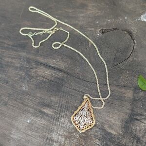 Kendra Scott Intricate Gold Filigree Teardrop Necklace